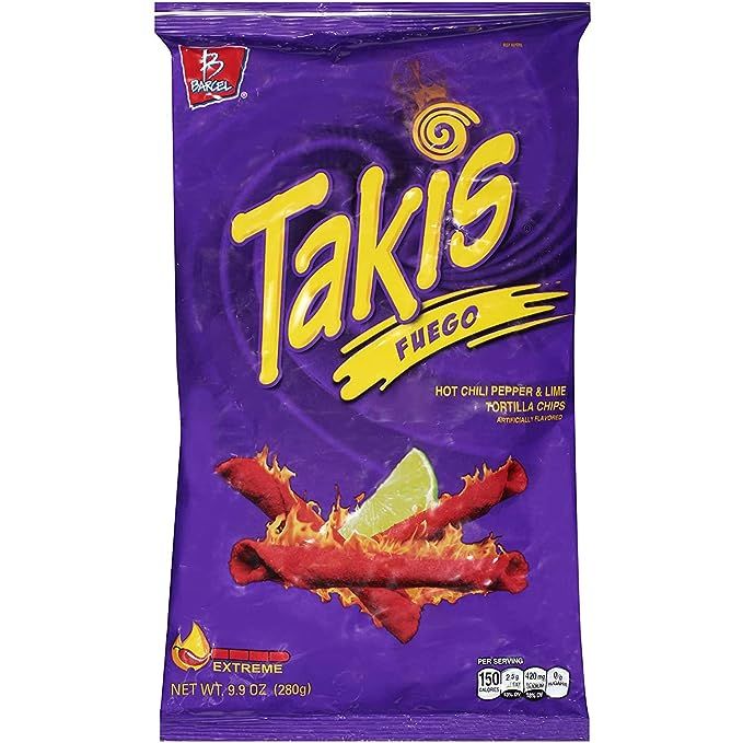Takis Fuego Hot Chili Pepper & Lime Tortilla Chips, 9.9 Oz (Pack of 1) | Amazon (US)