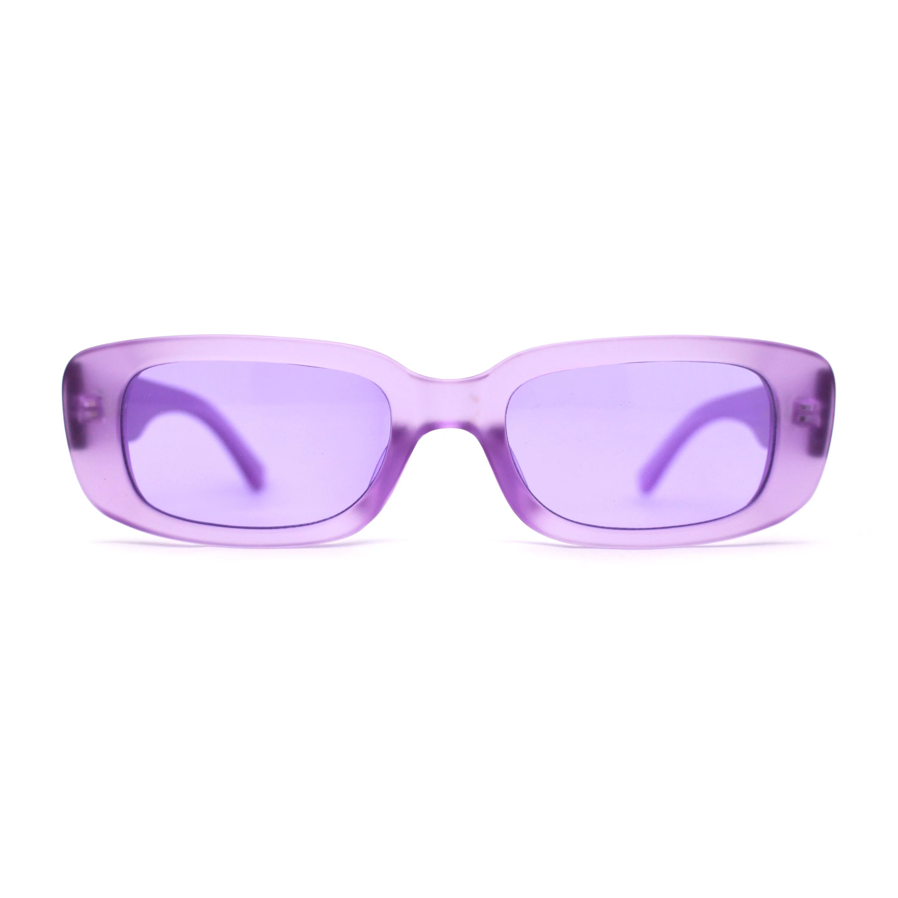 Womens Pop Color Rounded Mod Narrow Rectangle Plastic Sunglasses Purple | Walmart (US)