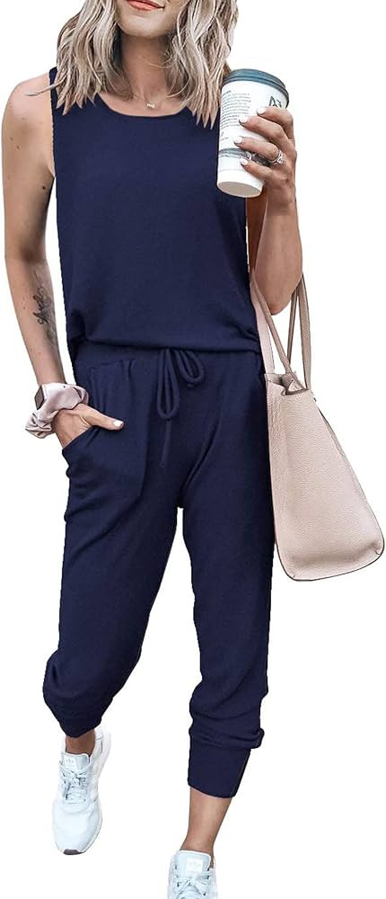 PRETTYGARDEN Women's Two Piece Outfit Sleeveless Crewneck Tops with Sweatpants Active Tracksuit L... | Amazon (US)