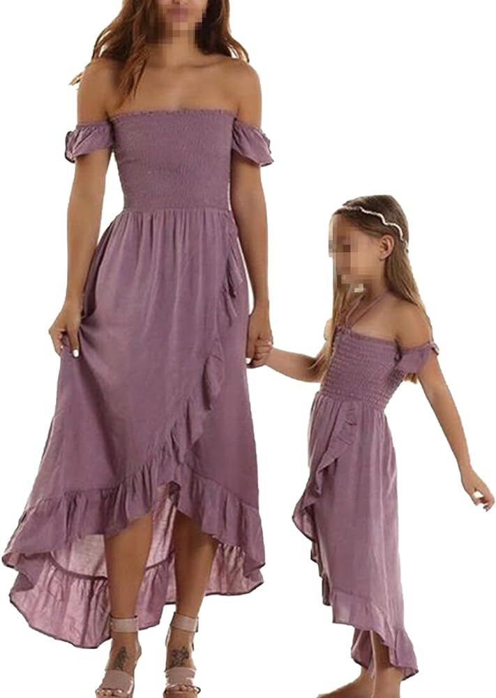 Mother and Daughter Dresses Matching Set Strapless Fork Dress Sundress Mommy and Me Clothing Summ... | Amazon (US)