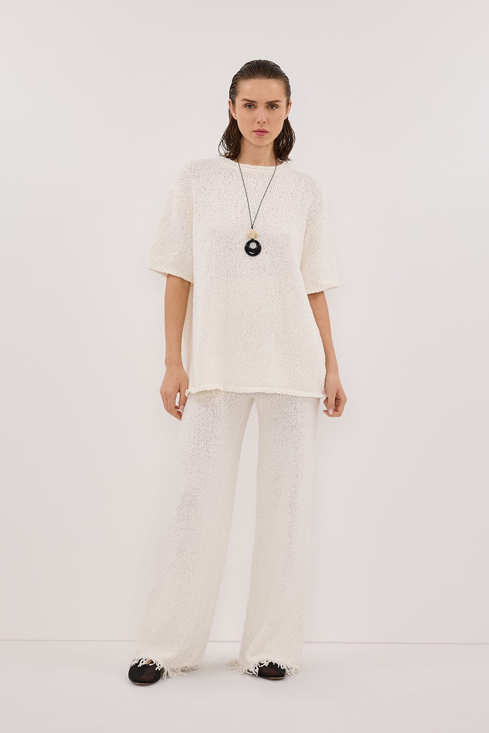 SUE OFF WHITE KNIT TEE | DISSH