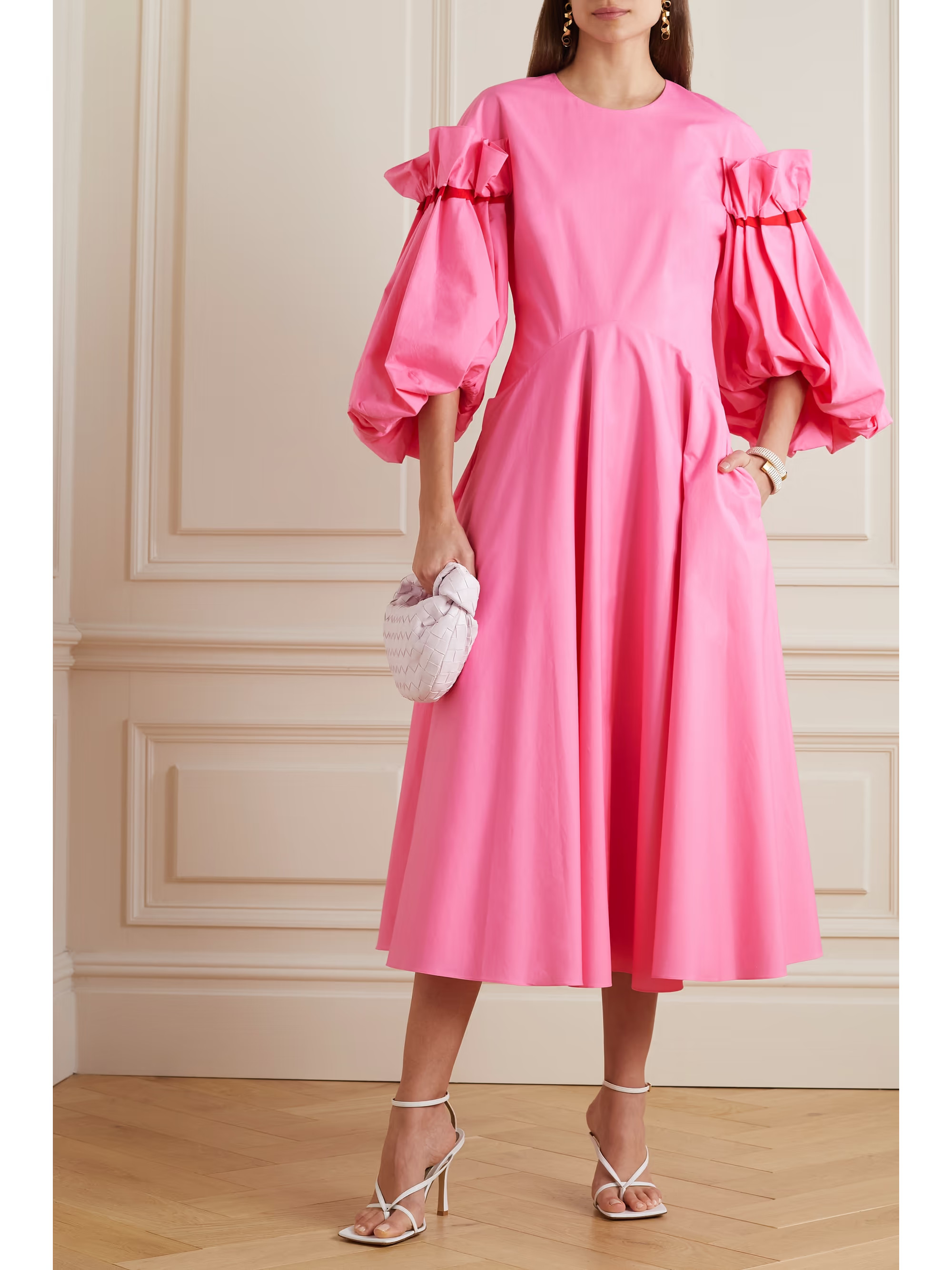Gathered cotton-poplin midi dress | NET-A-PORTER (US)