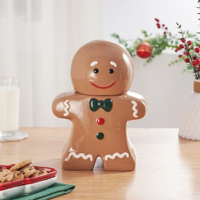 Holiday Time Ceramics Gingerbread Man Cookie Jar, Food Storage | Walmart (US)