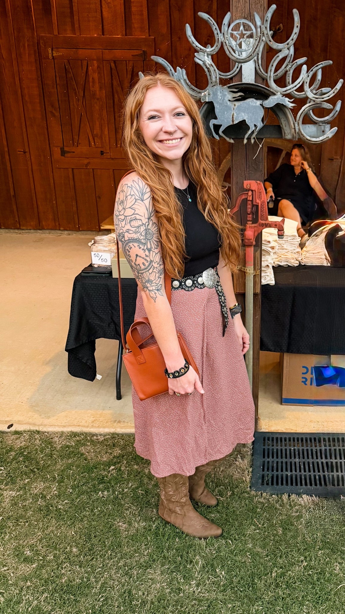 Midi wrap skirt + black tank + cowboy boots 🤎

One of those easy outfits that feels put together without trying. Flowy skirt with a slit, simple tank, and boots to give it that western vibe — finished with my go-to brown tote. Linked the pieces (or similar) to recreate it! #LTKStyle #MidiSkirtOutfit #CowboyBootsOutfit #WesternStyle #CasualChic #EverydayOutfit #NeutralStyle #StreetStyle #SummerToFall #LTKFinds

#LTKmomlife #LTKootd