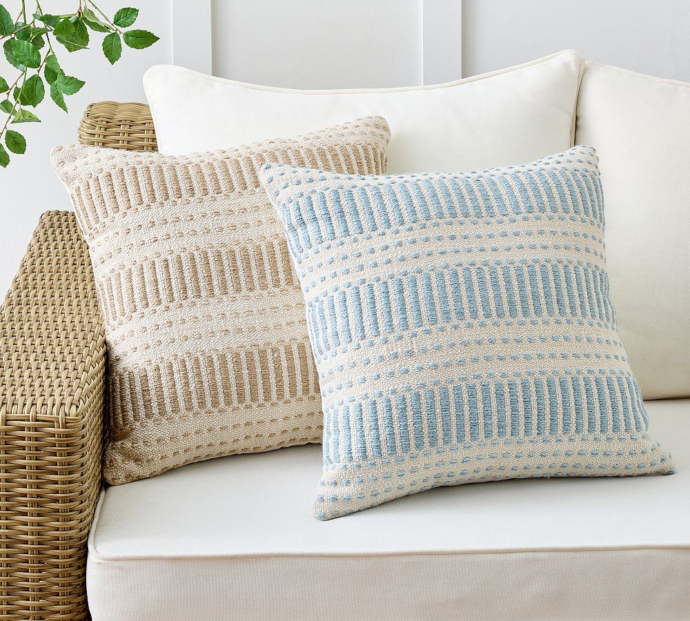 Harbor Textured Striped Outdoor Pillow | Pottery Barn (US)