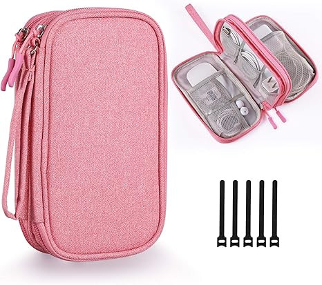 Electronic Accessory Organizer, Bevegekos Travel Pouch Bag for Small Electronics & Accessories, f... | Amazon (US)