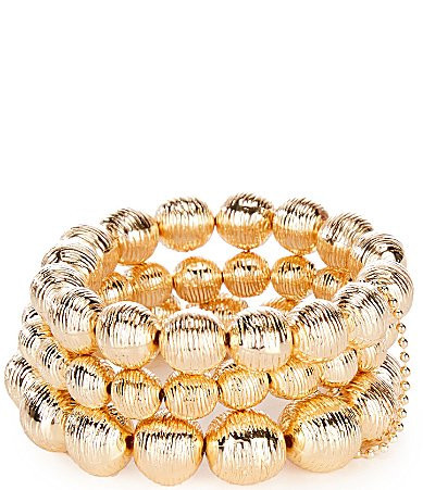 Gemma Layne Textured Beaded Stretch Bracelet Set - Gold | Dillard's