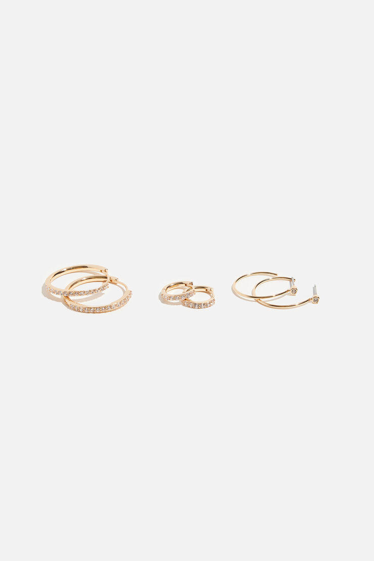 3-Pack Gem Hoop Earrings | Dynamite Clothing