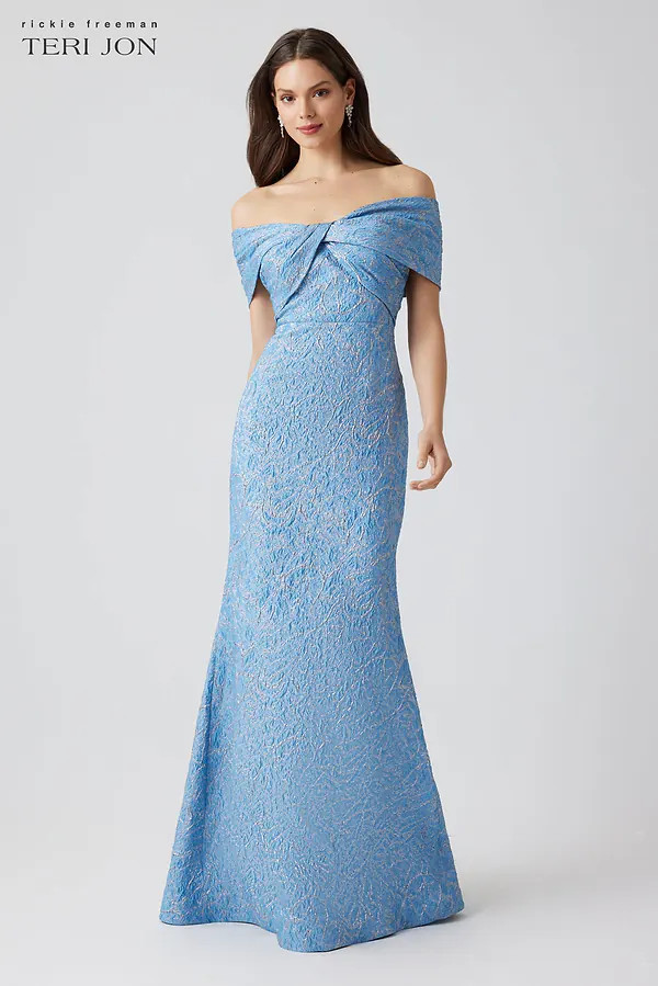 Jacquard Twist Bust Off Shoulder Mermaid Gown | TERIJON