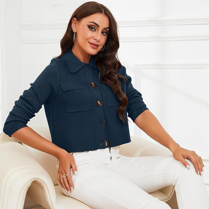 Shy Velvet Women 2025 Shackets Jacket Patch-Pocket Sweaters Merino Cardigan Open Front Button Dow... | Amazon (US)