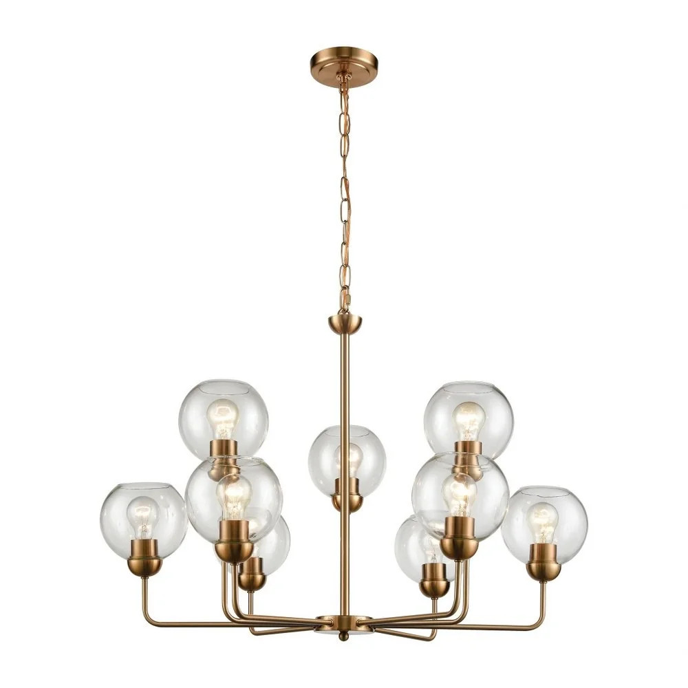 Nine Light Chandelier   Satin Gold Finish Bailey Street Home 227-Bel-3369700 | Walmart (US)