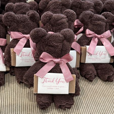 Adorable teddy bear washcloth and soap favors from my baby shower. They fit right with the theme and were easy to make myself. I definitely saved money on my shower with lots of DIY projects. 

#LTKbump #LTKparties #LTKfamily