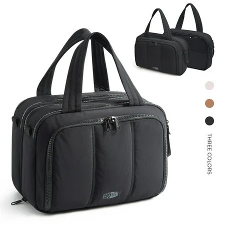 BAGSMART Large Toiletry Bag for Women, Lightweight Travel Cosmetic Makeup Bag Organizer with Handle for Accessories, Essentials, Toiletries, Black | Walmart (US)