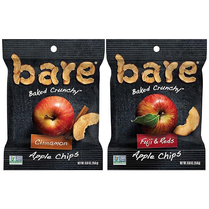 Bare Baked Crunchy Apples Fruit Snack Pack, Gluten Free, Fuji & Reds and Cinnamon Flavors, 0.53oz... | Amazon (US)