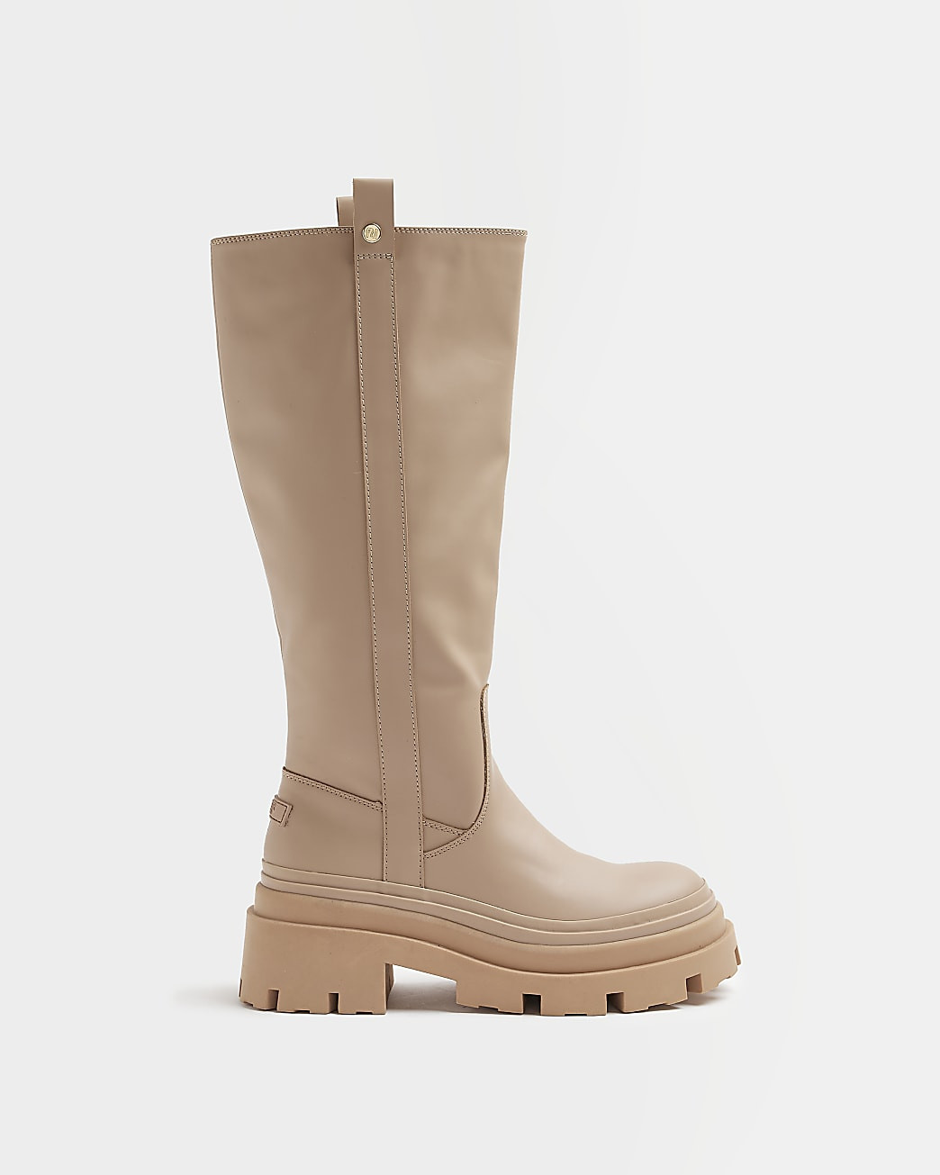 River Island Womens Beige chunky knee high boots | River Island (UK & IE)