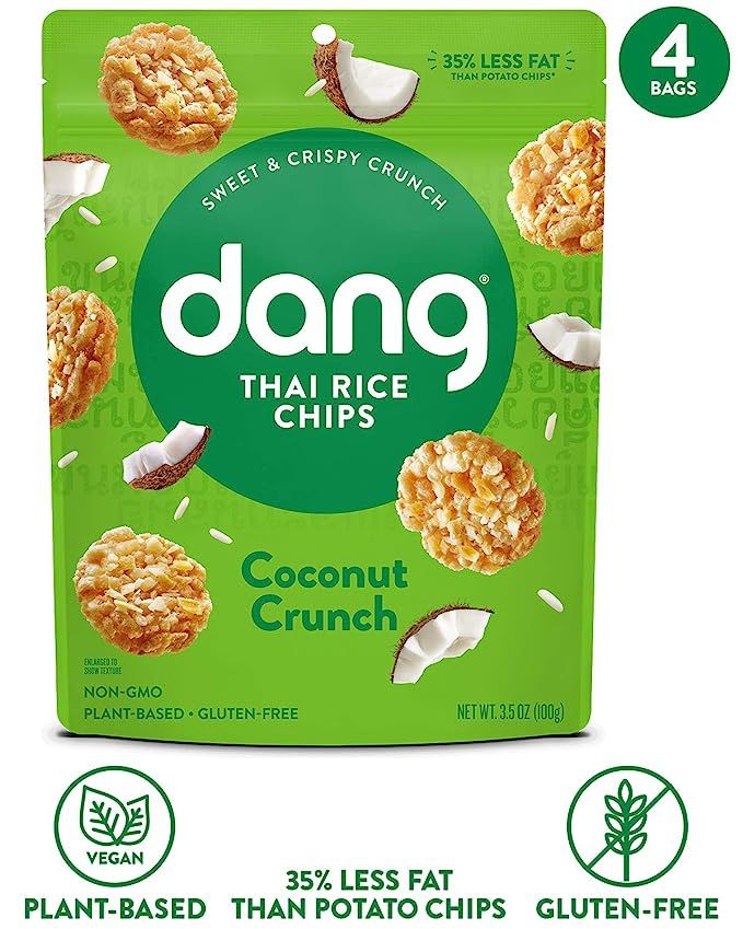 DANG Sticky Rice Chips | Coconut Crunch | 4 Pack | Vegan, Gluten Free, Non Gmo Rice Crisps, Healt... | Amazon (US)