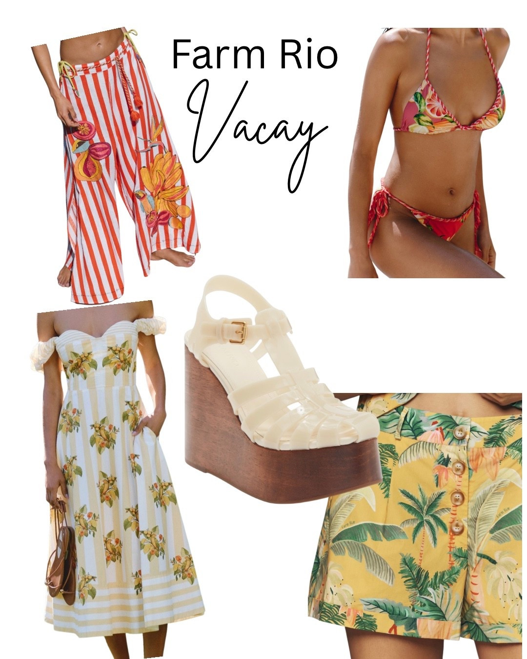 Farm Rio Vacay must haves! Loving all the bright colors & these jelly wedges are amazing 🤩

#LTKgrwm #LTKootd #LTKSwim
