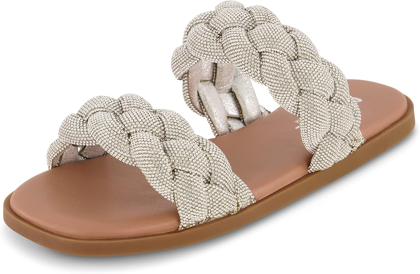 CUSHIONAIRE Women's Natasha rhinestone braided slide sandal +Memory Foam, Wide Widths Available | Amazon (US)