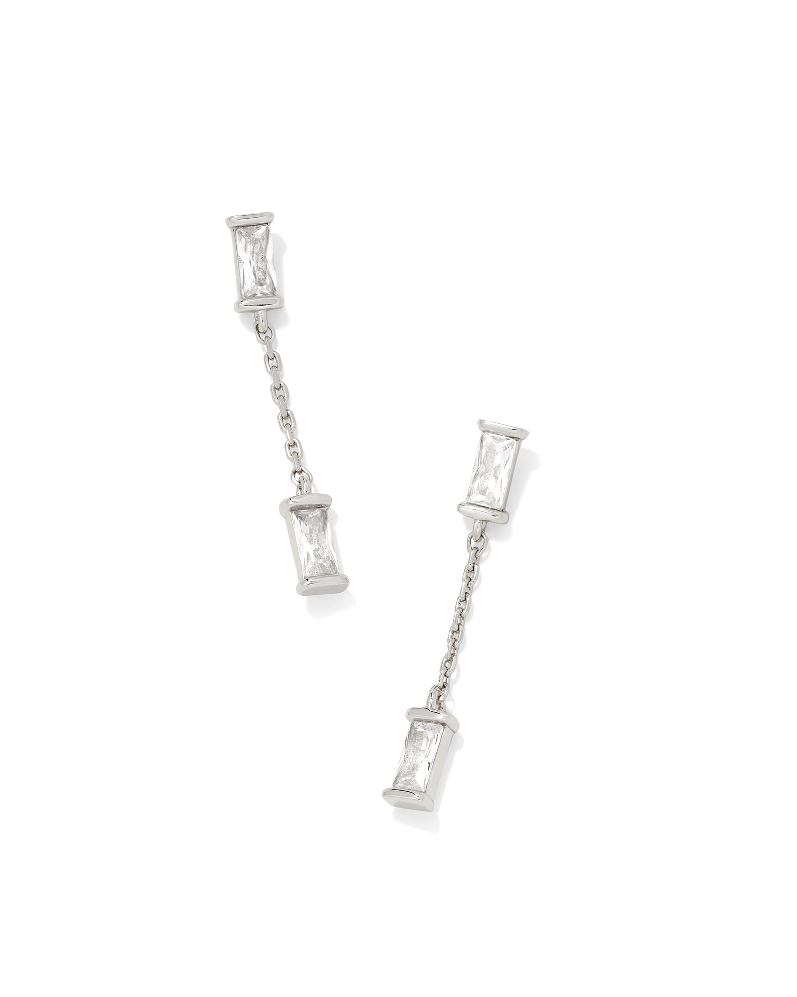 Juliette Silver Drop Earrings in White CZ | Kendra Scott