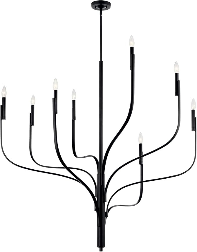 Kichler Livadia 8-Light Chandelier Modern Ceiling Light Fixture with Sculptural Black Finish for ... | Amazon (US)