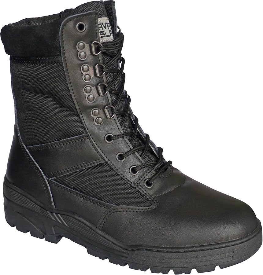Savage Island Men's Black Leather Combat Patrol Work Boots | Amazon (UK)