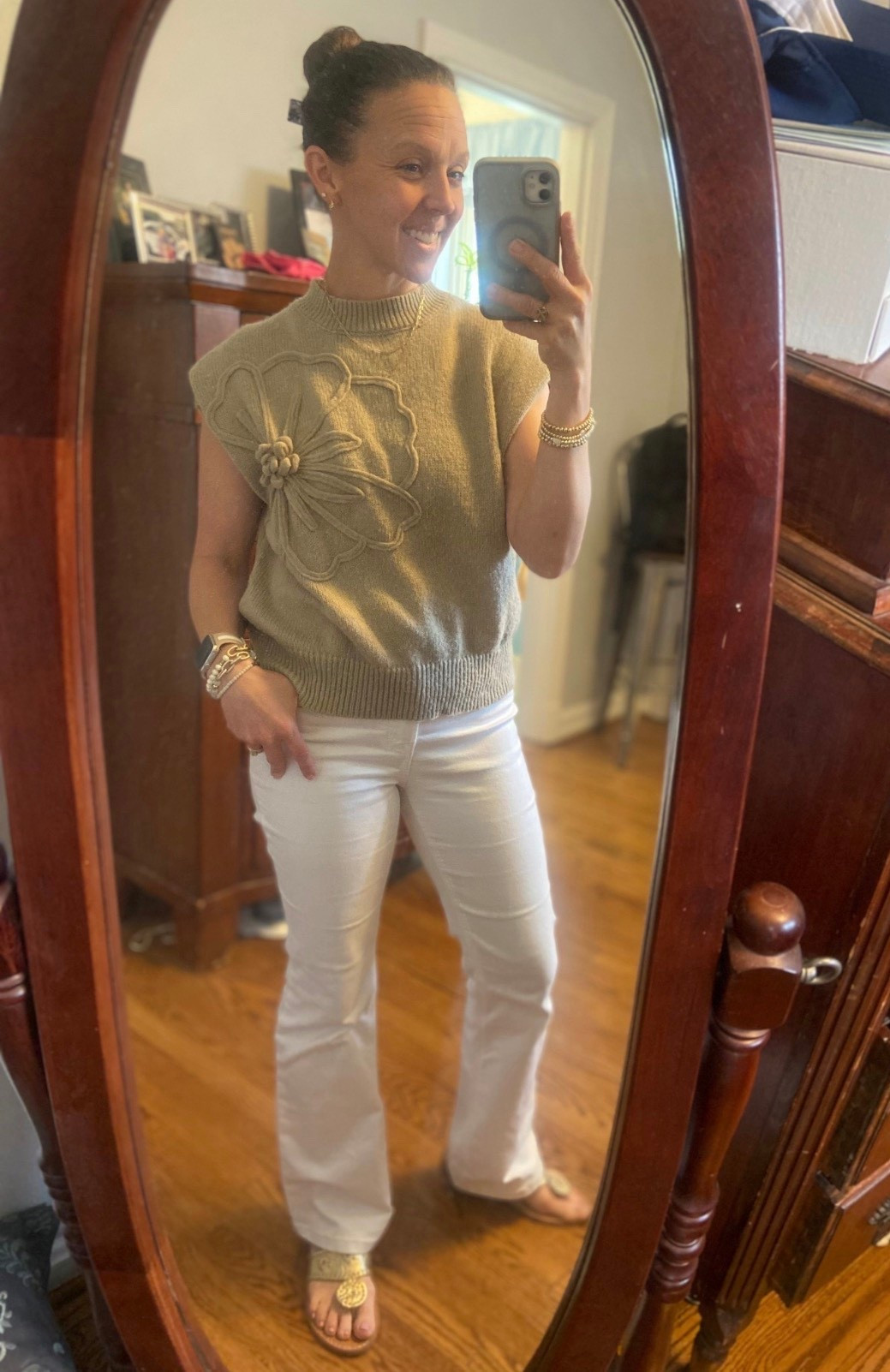 Spring outfit - ON SALE; my sweater is a great dupe and comes in more colors.  My jeans are available on sale in other washes.  

#teacheroutfit #amazob #shein #oldnavy #designerdupe #springsweater #floralsweater #flarejeans #salefinds #under25
#LTKSeasonal 

#LTKSaleAlert #LTKOver40 #LTKU