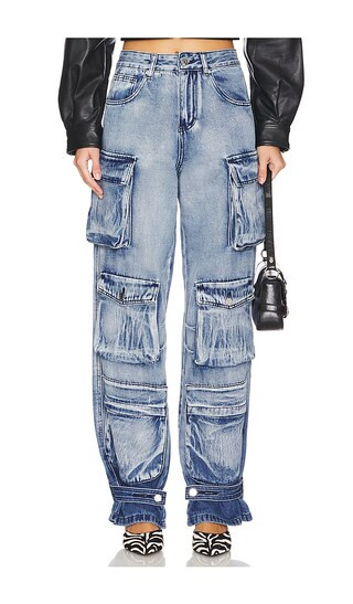 Lea Cargo Jeans in Blue Smoke | Revolve Clothing (Global)
