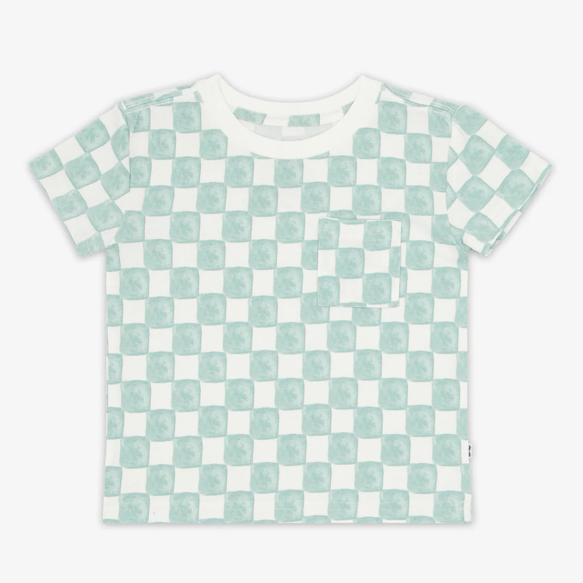 Watercolor Checks Short Sleeve Relaxed Pocket Tee | Little Sleepies