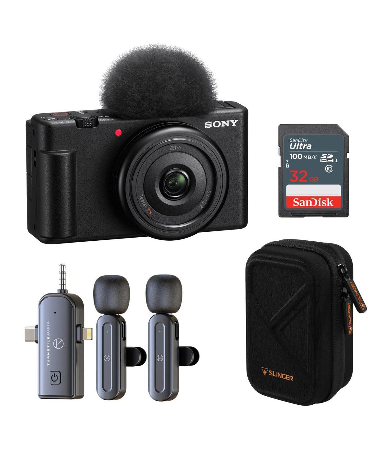 Sony Zv-1F Vlogging Camera (Black) Bundle with 3-in-1 Wireless Lavalier Mic for 2 People, Hardshell Case & 32GB Sd Card /u2013 Content Creator Kit for | Macy's