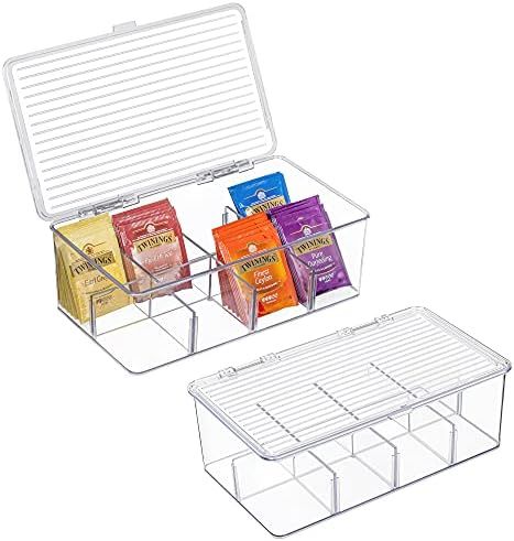 2 Pack Stackable Tea Bag Organizer, Vtopmart Plastic Tea Storage Box for Kitchen Pantry Cabinets ... | Amazon (US)
