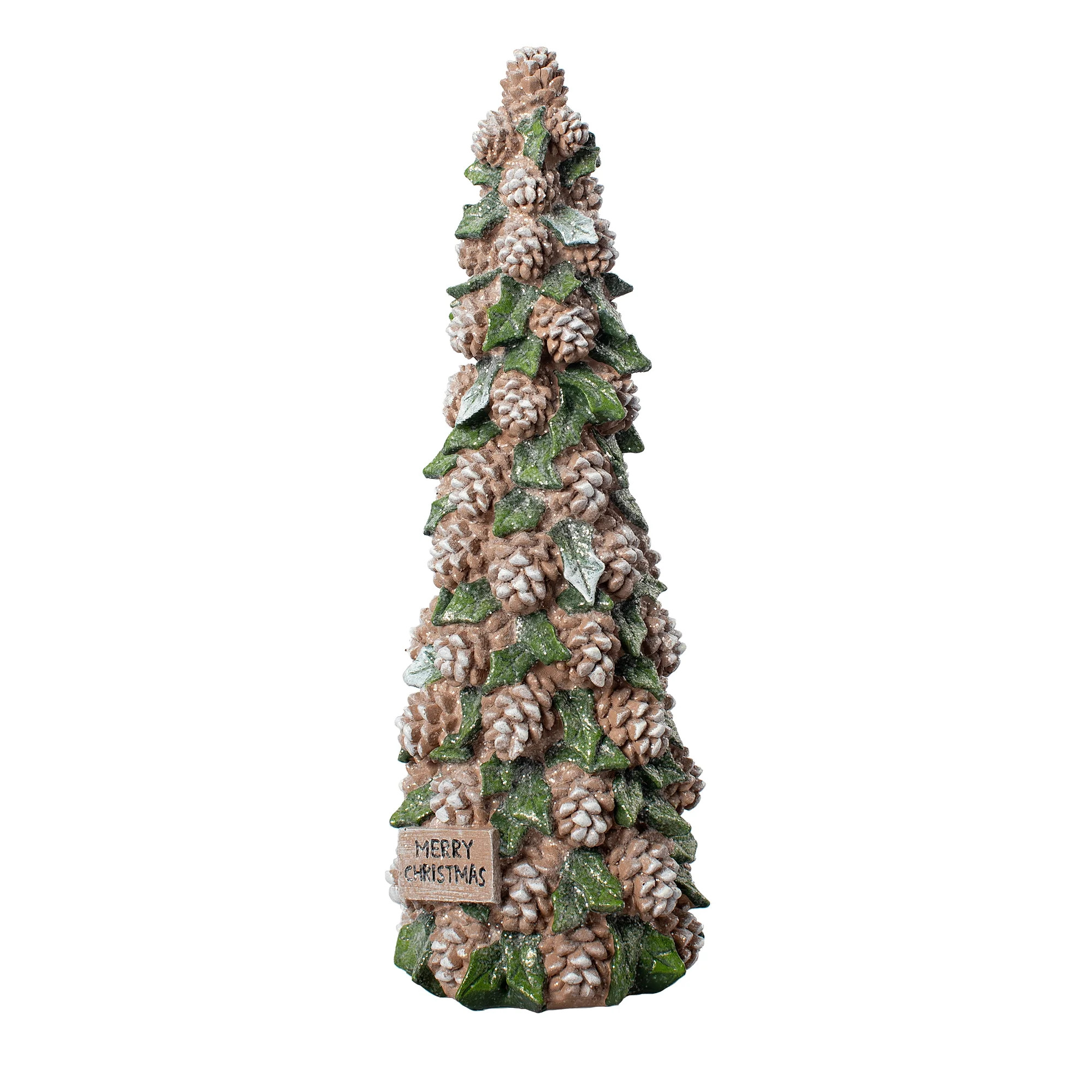 Large Brown Polyresin Pinecone Christmas Tree Tabletop Decoration, 14.4 in, by Holiday Time - Wal... | Walmart (US)