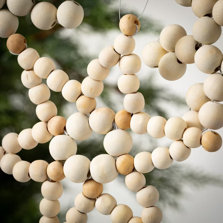 Wood Bead Ornament Natural 6"H Wood Set of 3 | Target
