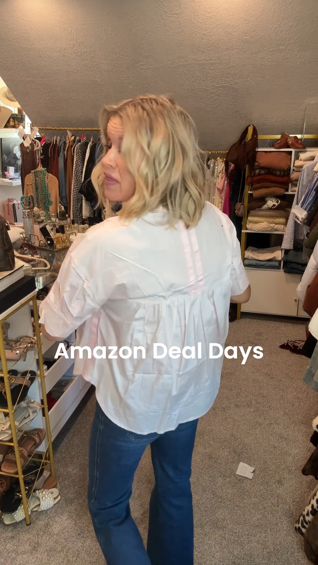 Amazon Deal Days fashion..
Try on

The designer inspired top you’ll love..
On sale 
Wearing a med

Spanx patch pocket 
Denim on sale $58

Wearing med in both

Gold bracelet set 
$
Under $12