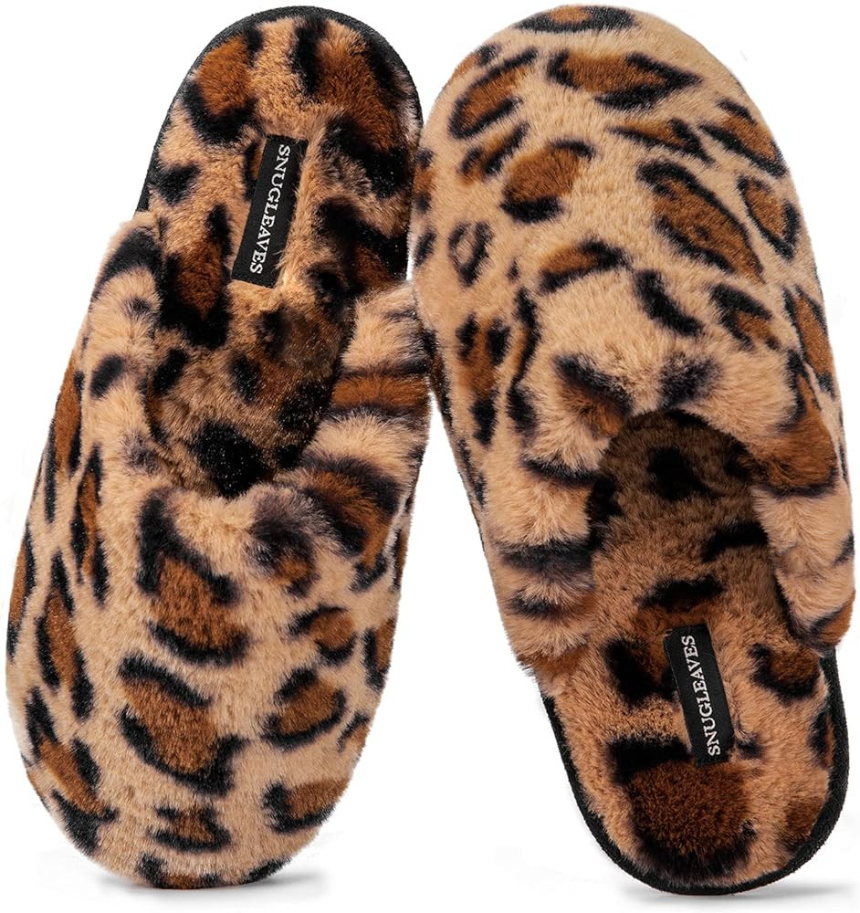 Snug Leaves Women's Fuzzy House Memory Foam Slippers, Furry Faux Fur Lined Bedroom Shoes, Cozy In... | Amazon (US)