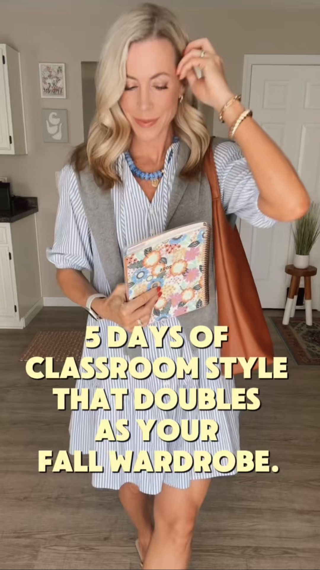 Monday–Friday teacher looks 🍎✨ that are so cute, you’ll want to wear them all week long!

Think comfy dresses, easy jumpsuits, and roomy totes—aka the perfect early fall wardrobe for busy school days and everyday life. 🤎🍂
Cute enough for the classroom, comfy enough to actually teach in. 😉
✨ Save this reel for your early fall outfit inspo!

#amazonstyle #teacheroutfits #teacherfashion #classroomootd  teacher dresses, workwear style, everyday style, fall fashion, closet staples, casual outfits, comfy pants, casual workwear, teacher fashion, teacher style