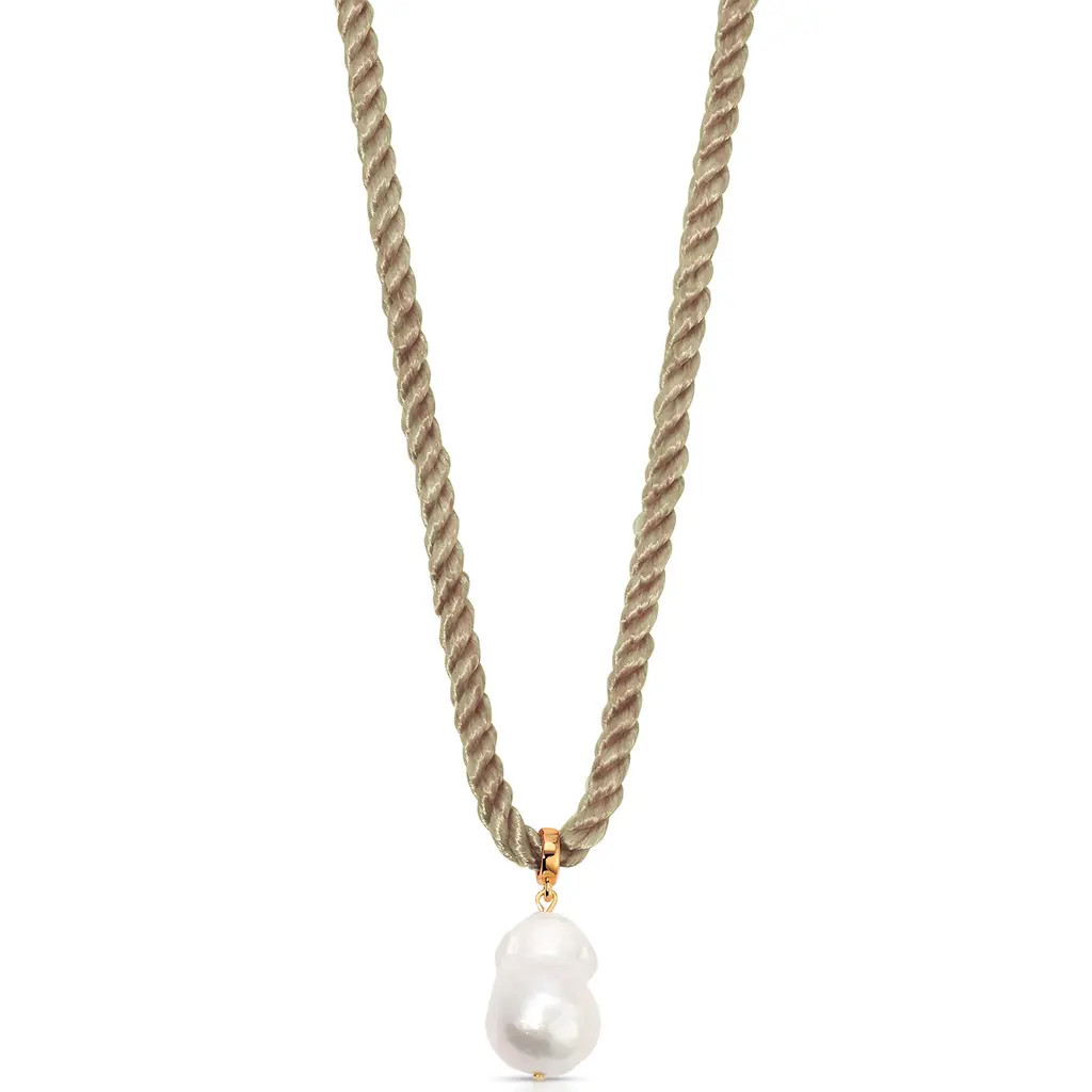 Ettika Rope Cord Freshwater Pearl Pendant Necklace in Beige at Nordstrom | Nordstrom