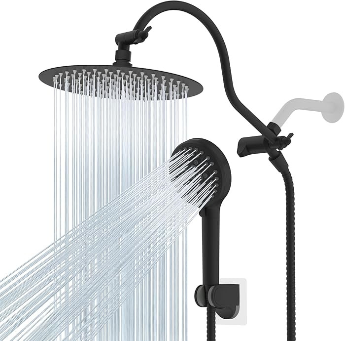Hibbent All Metal CUPC Certified Shower Head, 10'' High Pressure Rainfall Shower Head, Handheld S... | Amazon (US)