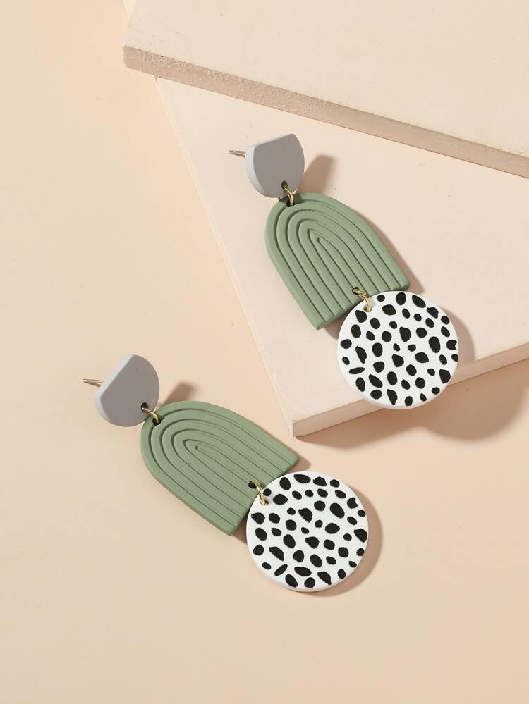 Color Block Disc Drop Earrings | SHEIN
