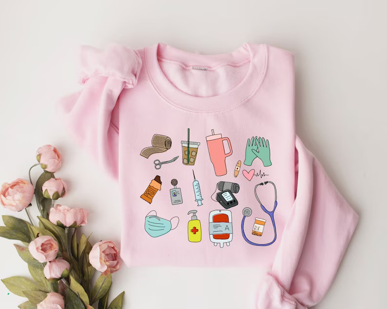 Nurse Sweatshirt and Hoodie for Work Cute Nurse Shirt Nurse - Etsy | Etsy (US)