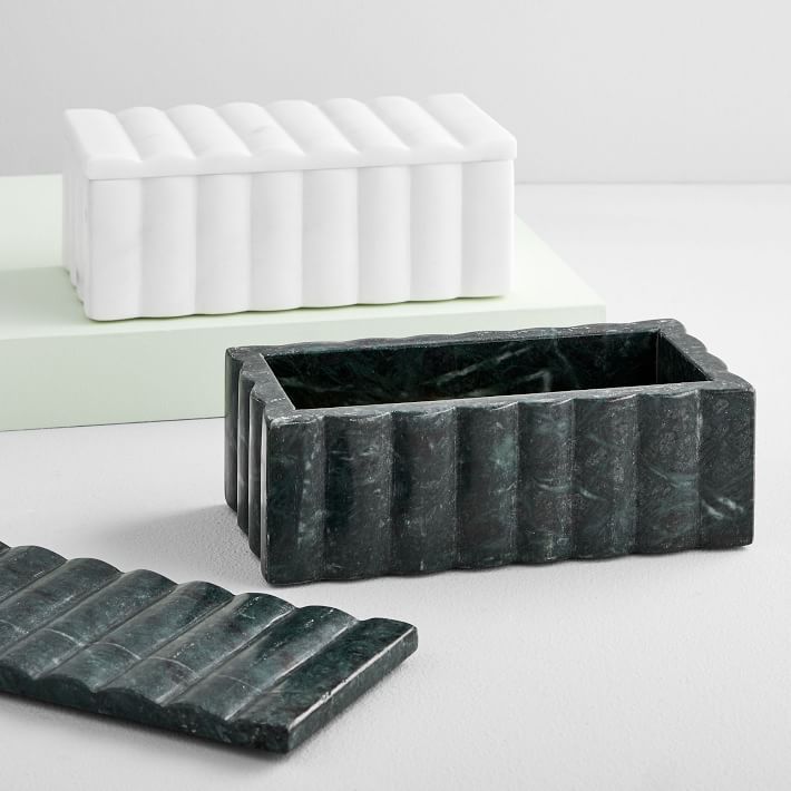 Sculpted Marble Vanity Boxes | West Elm (US)