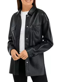 Single Thread Women's Vegan Leather Shirt Jacket | Belk