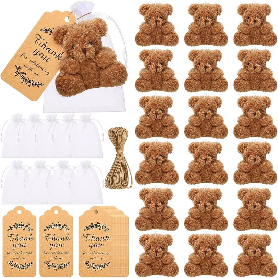 Hungdao 18 Sets Mini Stuffed Bear Plush Gifts Bulk 4.72 Inch Christmas Tiny Bears with Organza Ba... | Amazon (US)