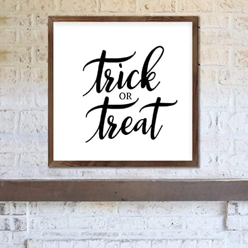 WengBeauty Trick Or Treat Sign Inspirational Wall Art Living Room Sign Farmhouse Sign Wood Framed... | Amazon (US)