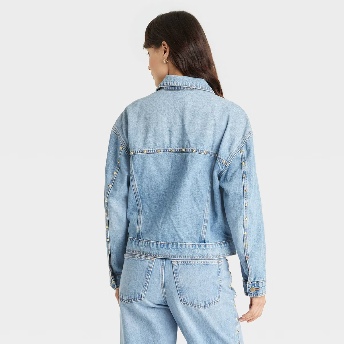 Women's Studded Denim Trucker Jacket - Universal Thread™ Blue | Target