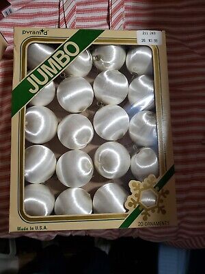 Pyramid Box Lot Satin Sheen Christmas Ornaments 20 Count White 2. | eBay US