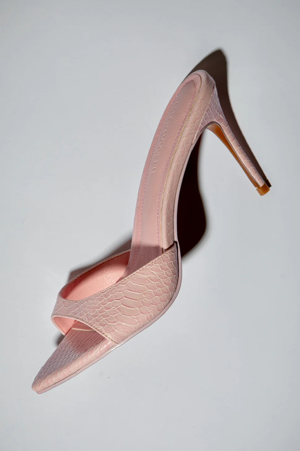 Gia Powder Pink Reptile Vegan Mules 80 mm | CULT OF COQUETTE