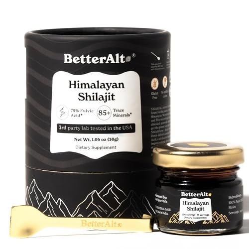 Better Alt Pure Himalayan Shilajit Resin Pack of 1 High Potency Gold Grade 75 Servings for Energy Boost & Immune Support, 85+ Trace Minerals, 75%+ Fulvic Acid, with Lab Test Report,400 mg | Amazon (US)