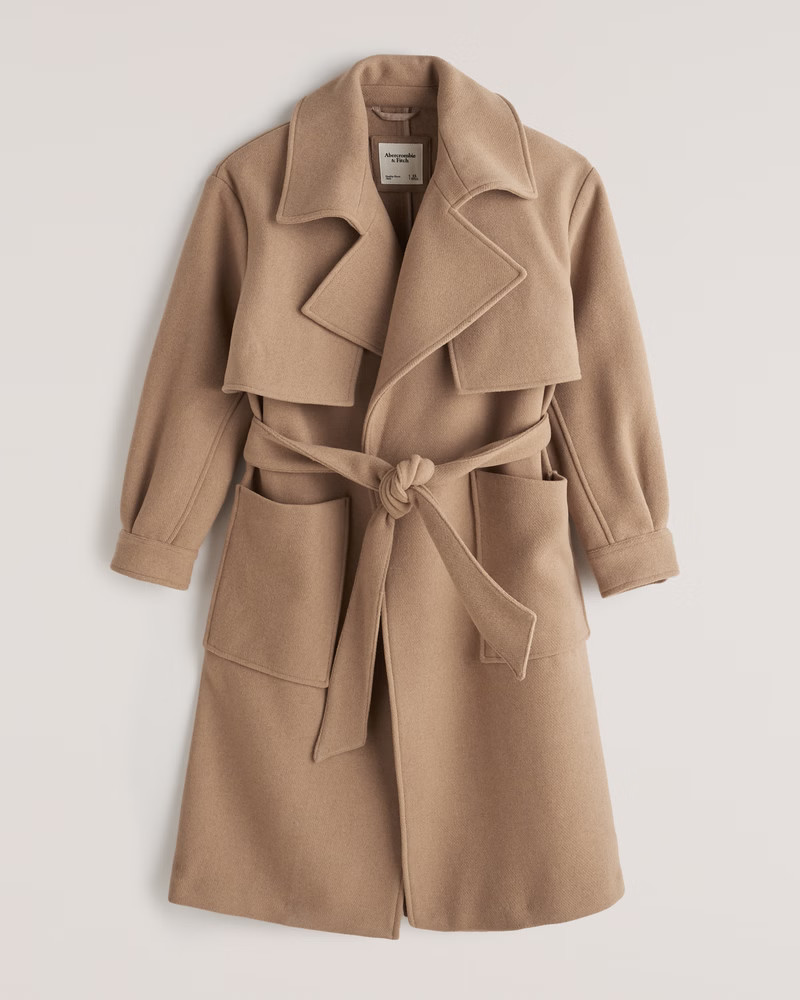 Wool-Blend Trench Coat | Abercrombie & Fitch (US)