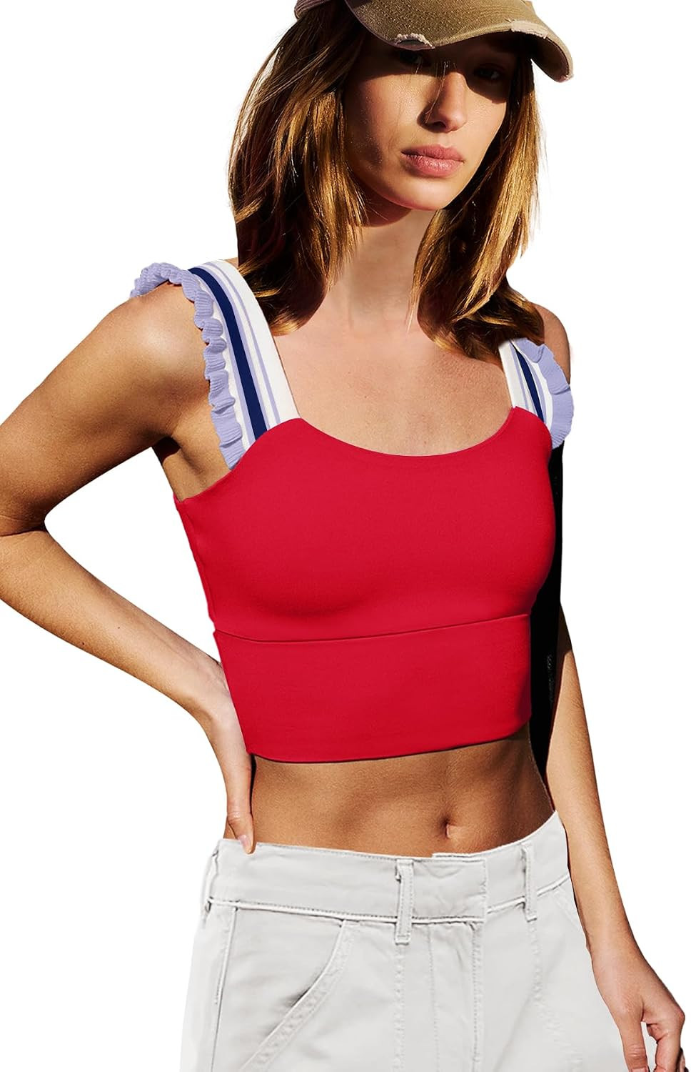 LAMISSCHE Womens Cropped Workout Tank Tops Padded Sports Bras High Support | Amazon (US)