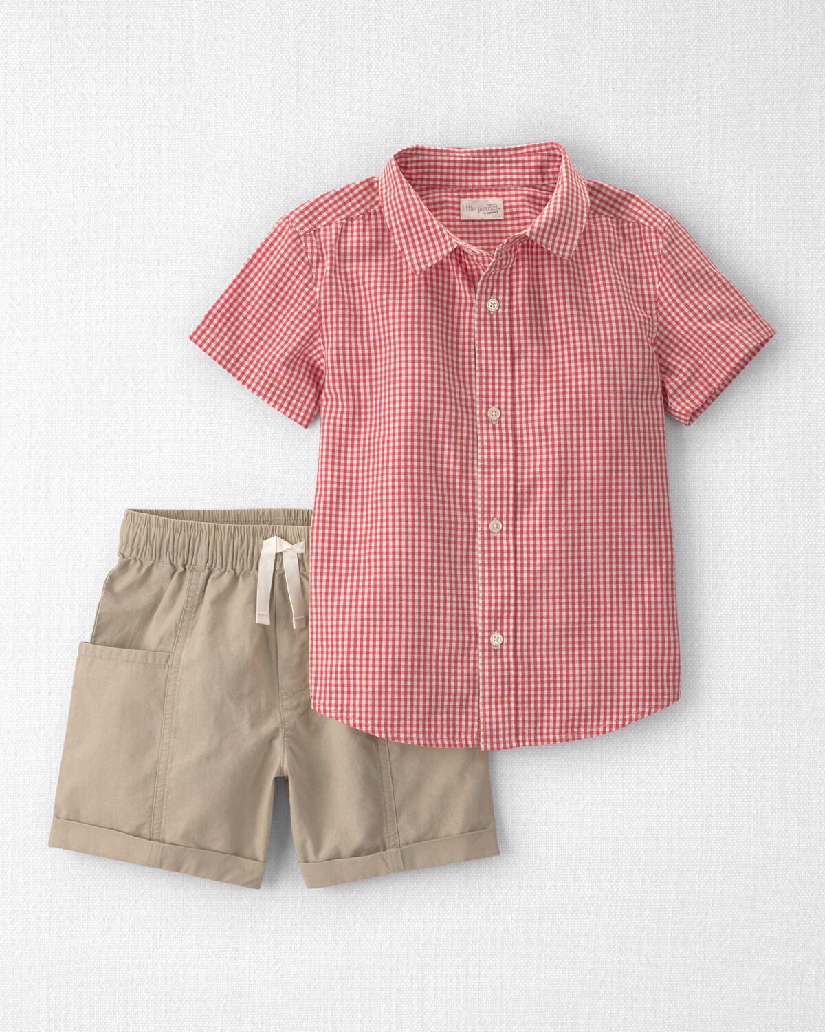 Boys 2-Piece Top & Shirt Set Made with Organic Cotton in Red Gingham | Carter's Inc